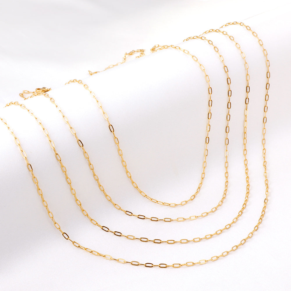 ASON 10pcs/bulk long necklace collar 0.5x2x4.3mm*45cm elongated sweater chain steel color & gold stainless steel necklace wholesale asonjewelry