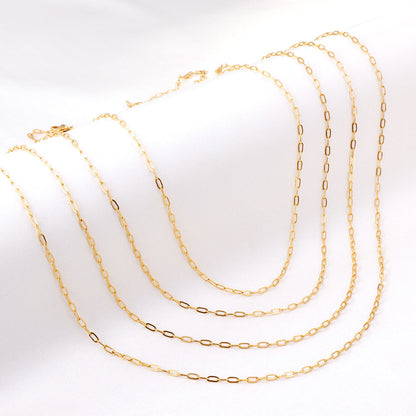 ASON 10pcs/bulk long necklace collar 0.5x2x4.3mm*45cm elongated sweater chain steel color & gold stainless steel necklace wholesale asonjewelry