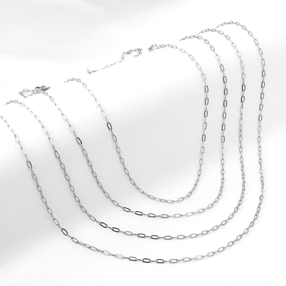 ASON 10pcs/bulk long necklace collar 0.5x2x4.3mm*45cm elongated sweater chain steel color & gold stainless steel necklace wholesale asonjewelry