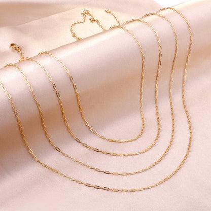ASON 10pcs/bulk long necklace collar 0.5x2x4.3mm*45cm elongated sweater chain steel color & gold stainless steel necklace wholesale asonjewelry