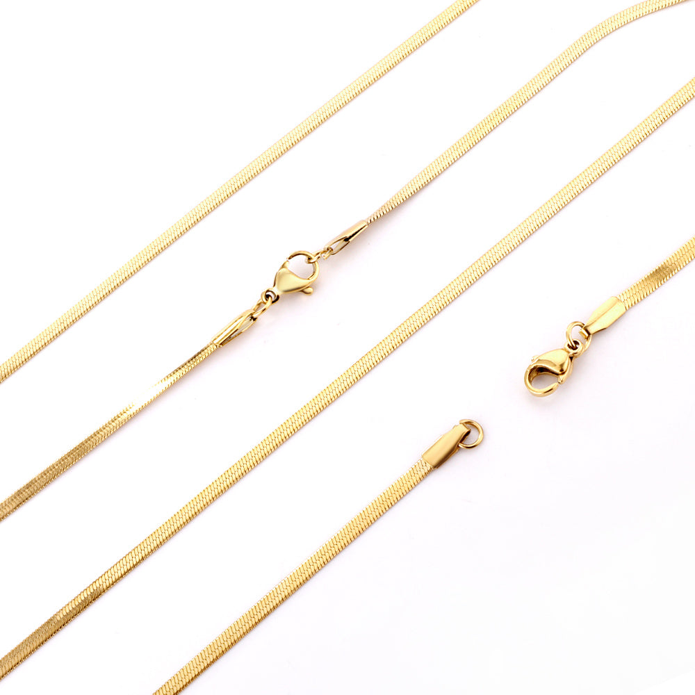 ASON 10pcs/bulk long necklace collar 0.4 wire 2.5mm*55cm razor blade chain with chain Steel Color & Gold Color Stainless Steel Necklace Wholesale asonjewelry