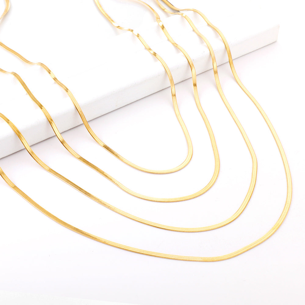 ASON 10pcs/bulk long necklace collar 0.4 wire 2.5mm*55cm razor blade chain with chain Steel Color & Gold Color Stainless Steel Necklace Wholesale asonjewelry