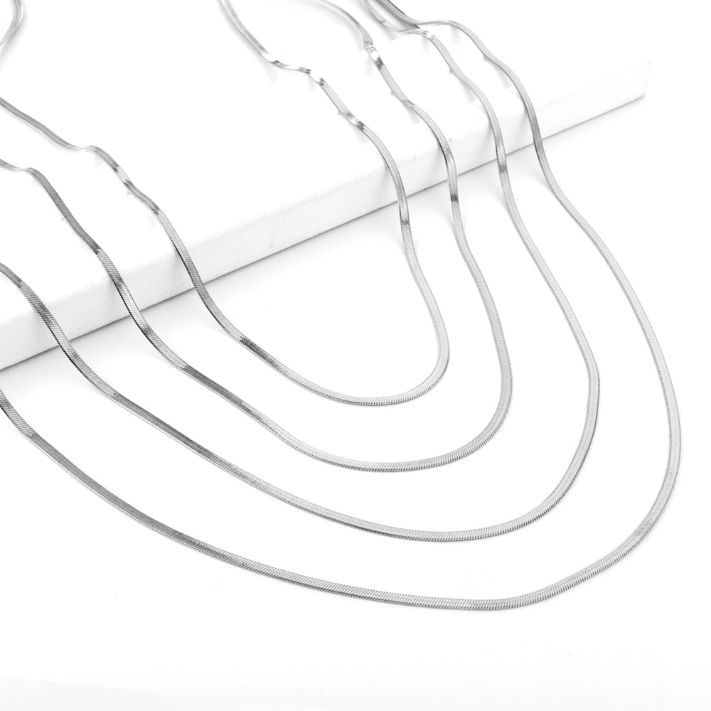 ASON 10pcs/bulk long necklace collar 0.4 wire 2.5mm*55cm razor blade chain with chain Steel Color & Gold Color Stainless Steel Necklace Wholesale asonjewelry