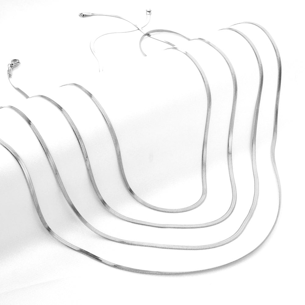 ASON 10pcs/bulk long necklace collar 0.4 wire 2.5mm*55cm razor blade chain with chain Steel Color & Gold Color Stainless Steel Necklace Wholesale asonjewelry