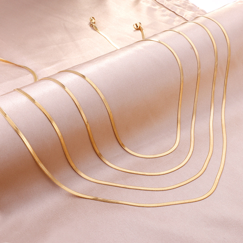 ASON 10pcs/bulk long necklace collar 0.4 wire 2.5mm*55cm razor blade chain with chain Steel Color & Gold Color Stainless Steel Necklace Wholesale asonjewelry