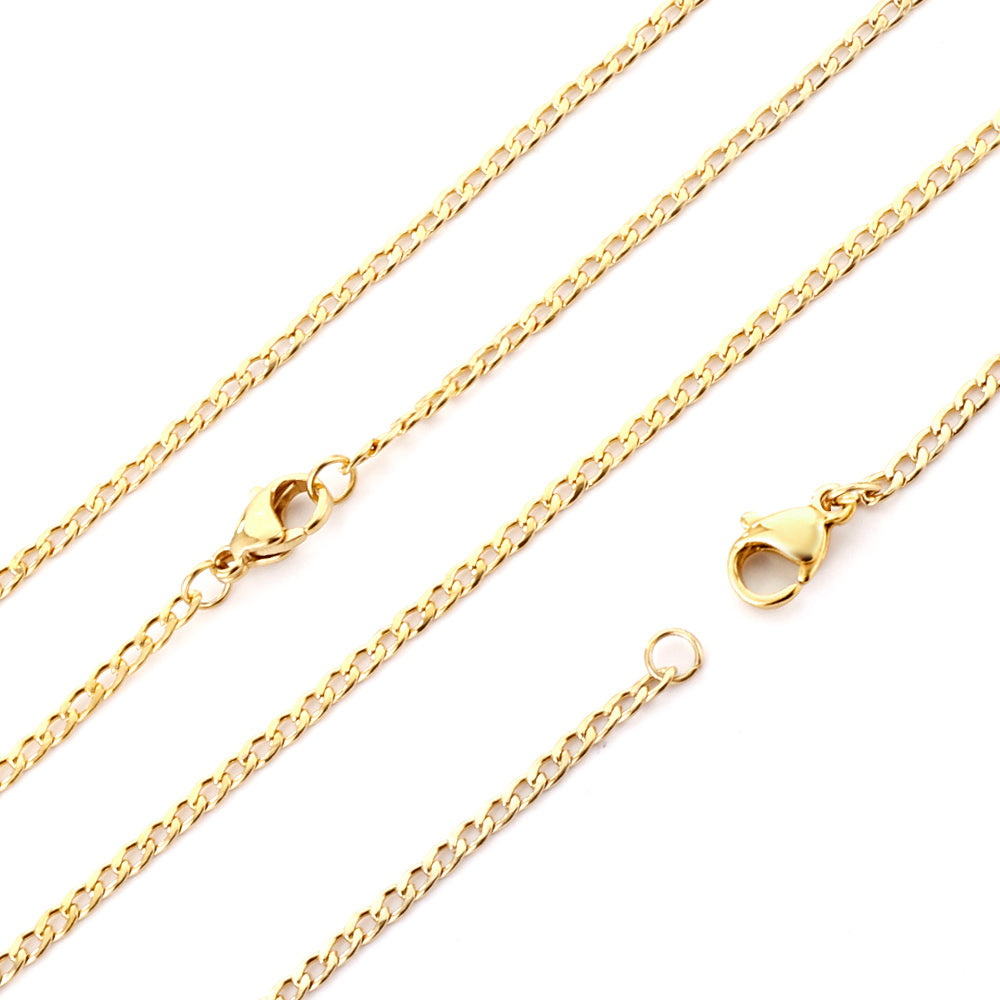 ASON 10pcs/bulk long necklace collar 0.6 wire 2.3mm*60cm wide NK1;1 matching chain steel color & gold stainless steel necklace wholesale asonjewelry
