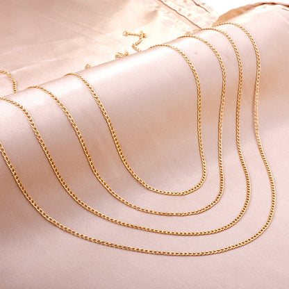 ASON 10pcs/bulk long necklace collar 0.6 wire 2.3mm*60cm wide NK1;1 matching chain steel color & gold stainless steel necklace wholesale asonjewelry