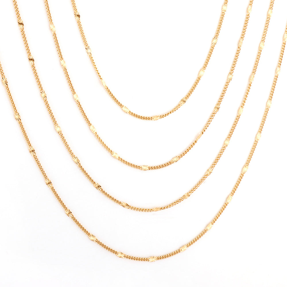 ASON 10pcs/bulk long necklace collar 0.4 wire 1.4mm*45cm side to side sunflower matching chain steel color & gold color stainless steel necklace wholesale asonjewelry