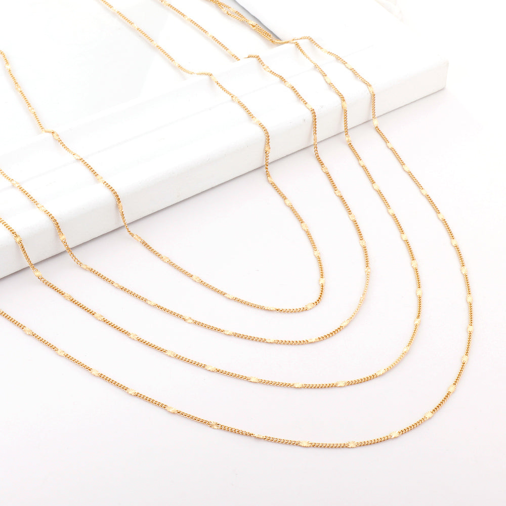 ASON 10pcs/bulk long necklace collar 0.4 wire 1.4mm*45cm side to side sunflower matching chain steel color & gold color stainless steel necklace wholesale asonjewelry