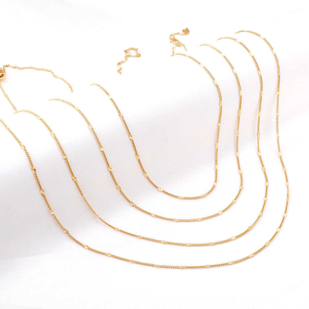 ASON 10pcs/bulk long necklace collar 0.4 wire 1.4mm*45cm side to side sunflower matching chain steel color & gold color stainless steel necklace wholesale asonjewelry