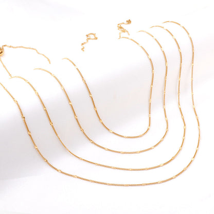 ASON 10pcs/bulk long necklace collar 0.4 wire 1.4mm*45cm side to side sunflower matching chain steel color & gold color stainless steel necklace wholesale asonjewelry