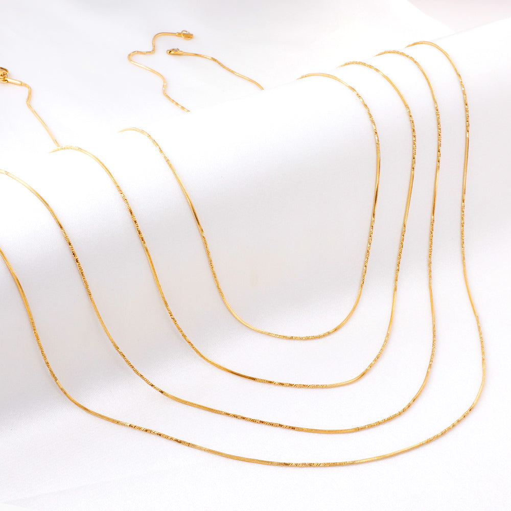 ASON 10pcs/bulk long necklace collar 0.9mm*45cm side to side sunflower matching chain steel color & gold color stainless steel necklace wholesale asonjewelry