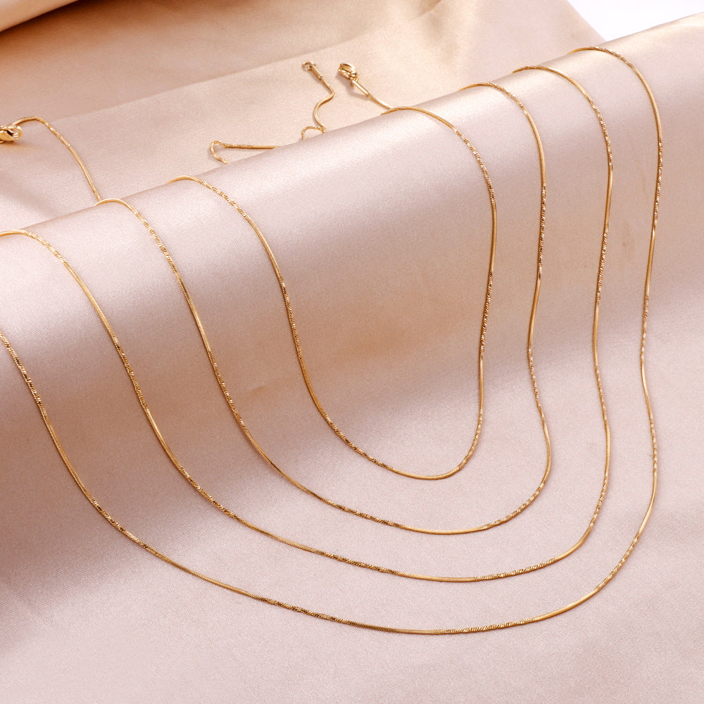 ASON 10pcs/bulk long necklace collar 0.9mm*45cm side to side sunflower matching chain steel color & gold color stainless steel necklace wholesale asonjewelry