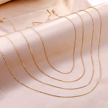 ASON 10pcs/bulk long necklace collar 0.9mm*45cm side to side sunflower matching chain steel color & gold color stainless steel necklace wholesale asonjewelry