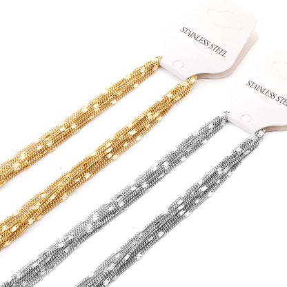 ASON 10pcs/bulk long necklace collar 0.4 wire 1.4mm*45cm side to side sunflower matching chain steel color & gold color stainless steel necklace wholesale asonjewelry