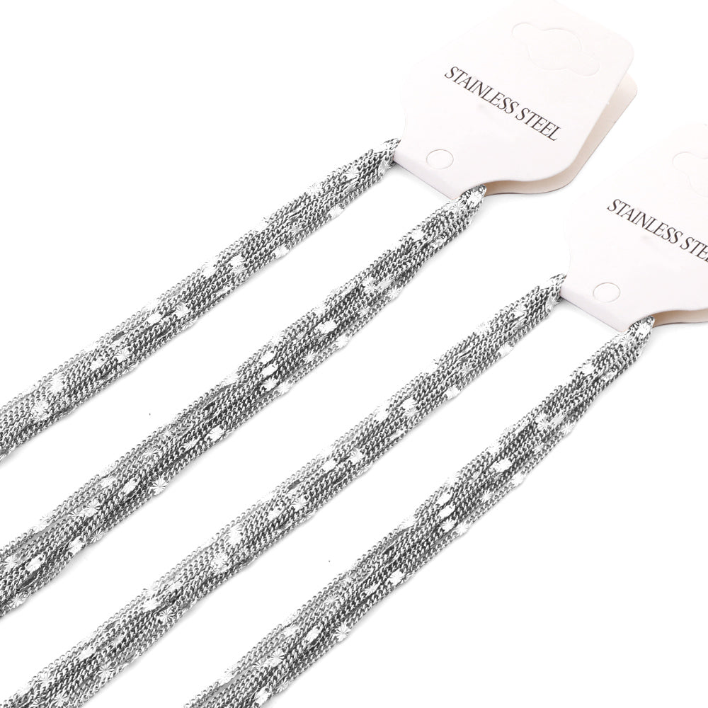 ASON 10pcs/bulk long necklace collar 0.4 wire 1.4mm*45cm side to side sunflower matching chain steel color & gold color stainless steel necklace wholesale asonjewelry