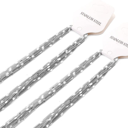 ASON 10pcs/bulk long necklace collar 0.4 wire 1.4mm*45cm side to side sunflower matching chain steel color & gold color stainless steel necklace wholesale asonjewelry