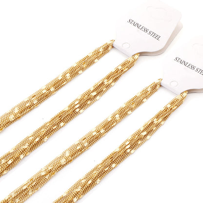 ASON 10pcs/bulk long necklace collar 0.4 wire 1.4mm*45cm side to side sunflower matching chain steel color & gold color stainless steel necklace wholesale asonjewelry