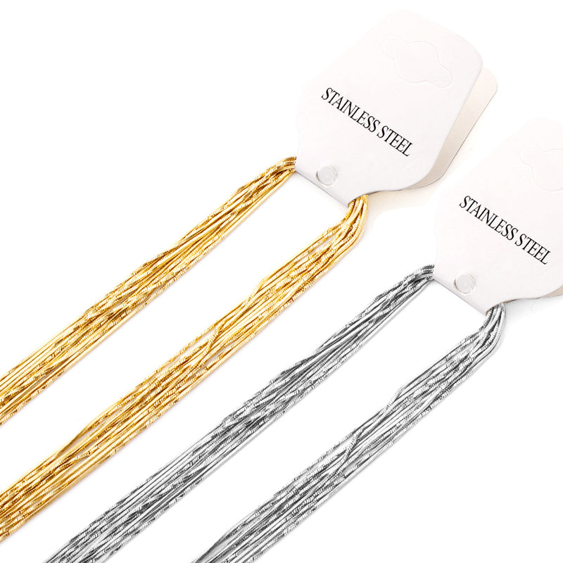 ASON 10pcs/bulk long necklace collar 0.9mm*45cm side to side sunflower matching chain steel color & gold color stainless steel necklace wholesale
