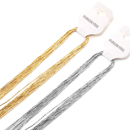 ASON 10pcs/bulk long necklace collar 0.8mm*45cm pendant square clip 2.0 beads matching chain steel color & gold color stainless steel necklace wholesale asonjewelry