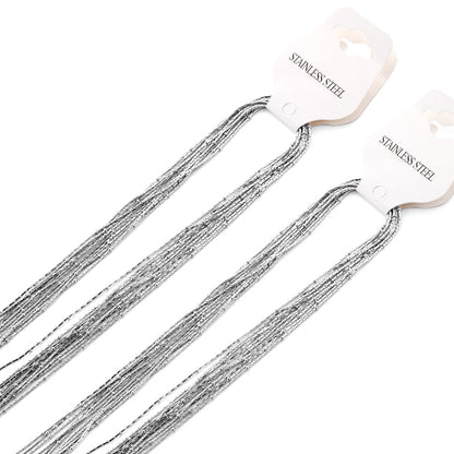 ASON 10pcs/bulk long necklace collar 0.8mm*45cm pendant square clip 2.0 beads matching chain steel color & gold color stainless steel necklace wholesale asonjewelry