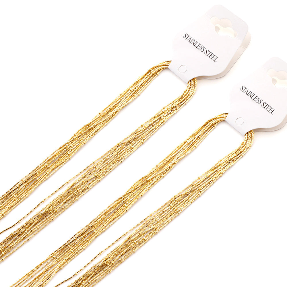 ASON 10pcs/bulk long necklace collar 0.8mm*45cm pendant square clip 2.0 beads matching chain steel color & gold color stainless steel necklace wholesale asonjewelry