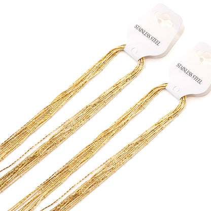 ASON 10pcs/bulk long necklace collar 0.8mm*45cm pendant square clip 2.0 beads matching chain steel color & gold color stainless steel necklace wholesale asonjewelry