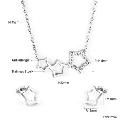 Star Jewelry Set with Diamonds Steel/Gold asonjewelry