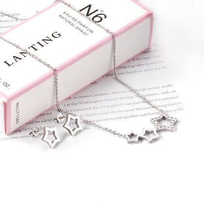 Star Jewelry Set with Diamonds Steel/Gold asonjewelry