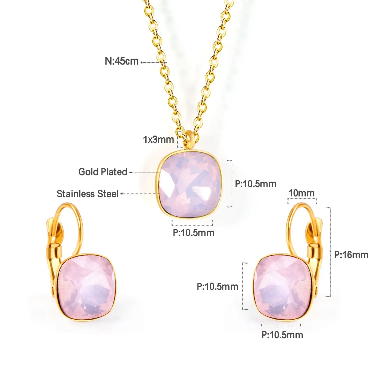 Bridal Jewelry Sets Trendy Style Geomtry Multi-colorful CZ Pendant Necklace Earrings Sets Brinco Party Wholesale asonjewelry