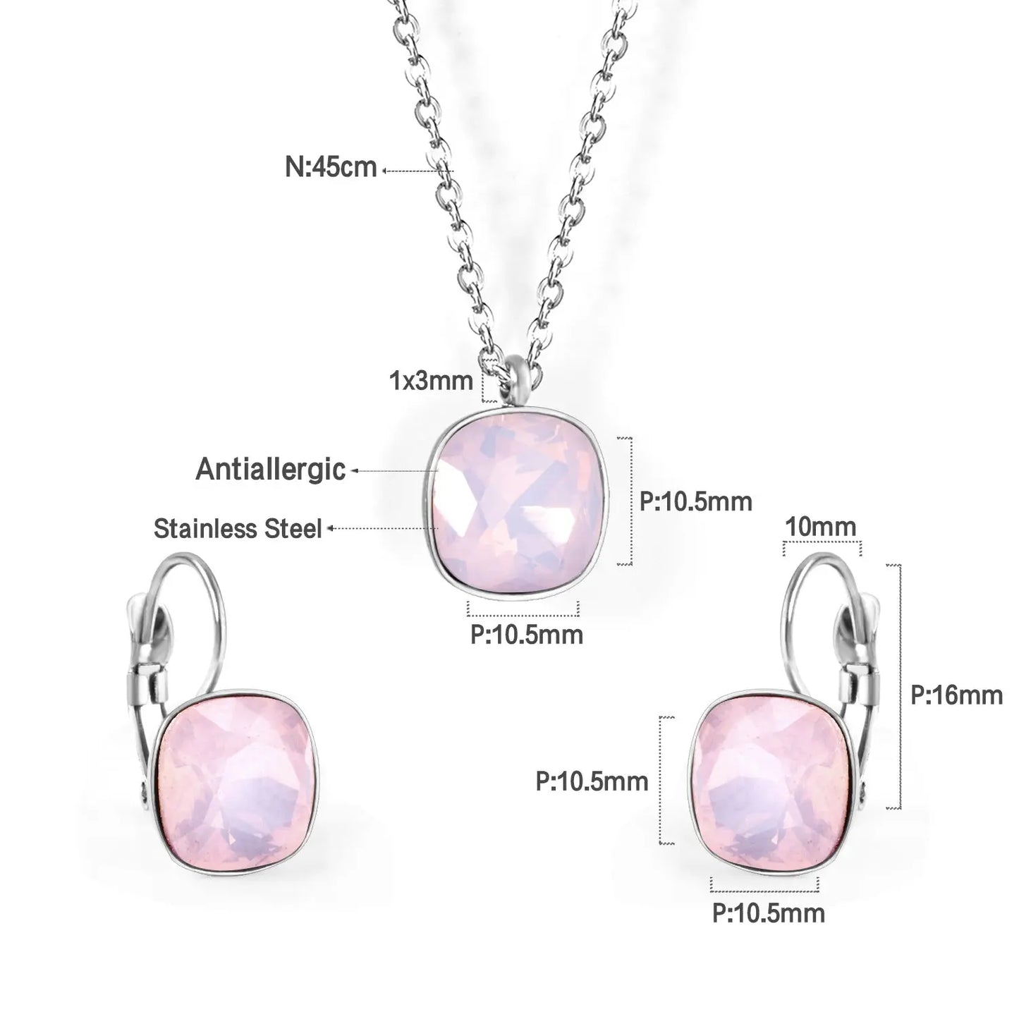 Bridal Jewelry Sets Trendy Style Geomtry Multi-colorful CZ Pendant Necklace Earrings Sets Brinco Party Wholesale asonjewelry