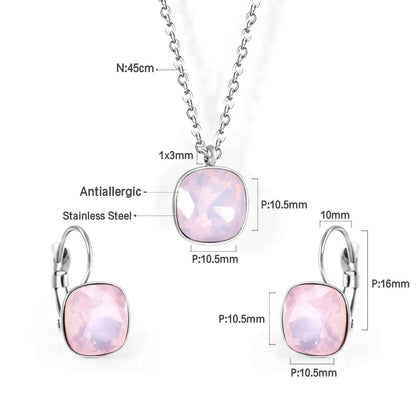 Bridal Jewelry Sets Trendy Style Geomtry Multi-colorful CZ Pendant Necklace Earrings Sets Brinco Party Wholesale asonjewelry