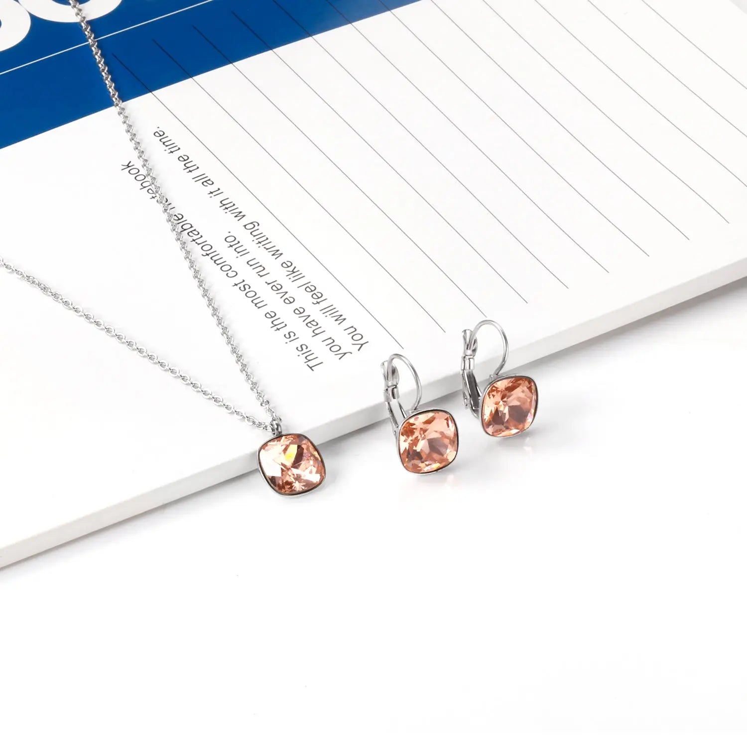 Bridal Jewelry Sets Trendy Style Geomtry Multi-colorful CZ Pendant Necklace Earrings Sets Brinco Party Wholesale asonjewelry