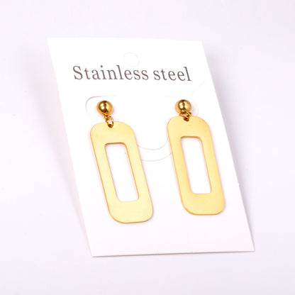 Half Bead Glossy & Brushed Long Cutout Earrings Goldtone asonjewelry