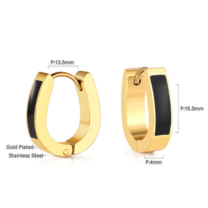 Oval Ear Clips with Black & White Drip Oil 13.5*15.5mm asonjewelry