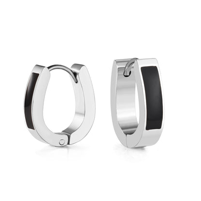 Oval Ear Clips with Black & White Drip Oil 13.5*15.5mm asonjewelry