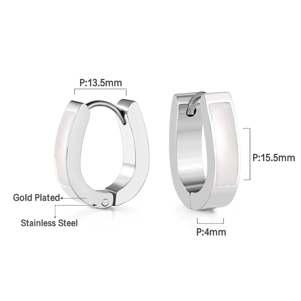 Oval Ear Clips with Black & White Drip Oil 13.5*15.5mm asonjewelry