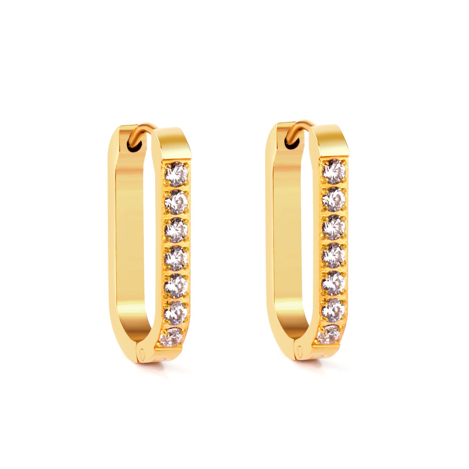 Rectangular Round Earrings with Diamonds 12*21.5mm asonjewelry