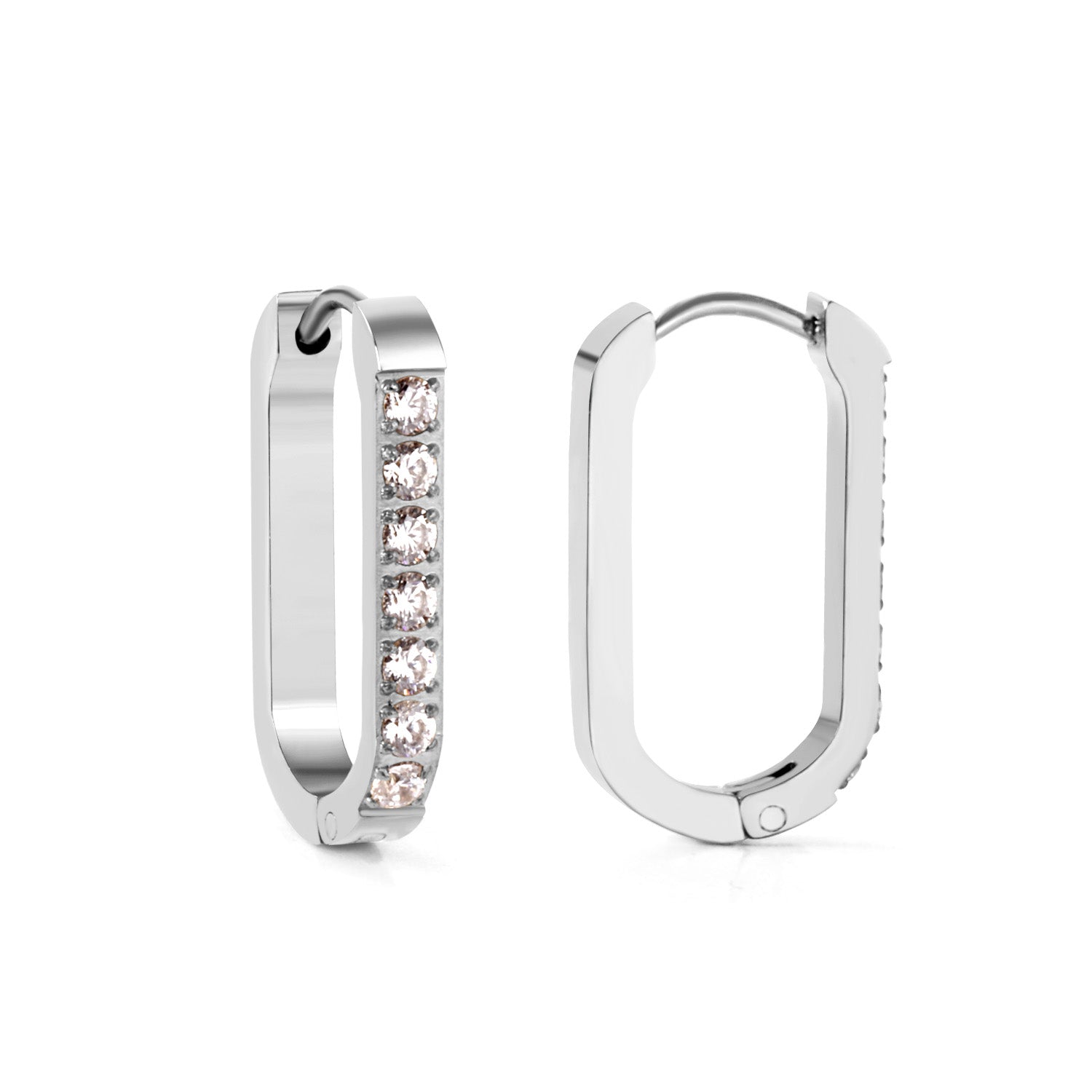 Rectangular Round Earrings with Diamonds 12*21.5mm asonjewelry