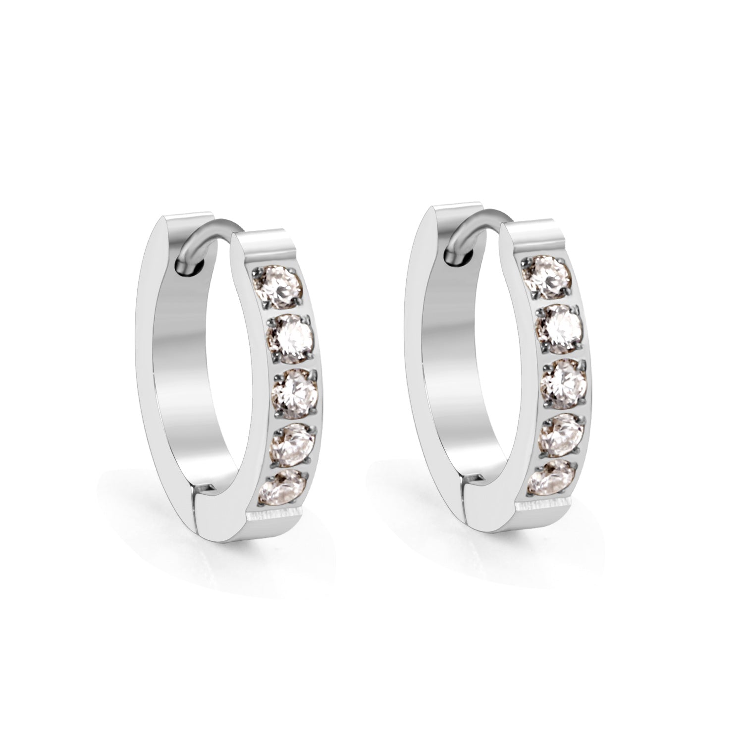 Round Earrings with Multiple Diamonds 16mm asonjewelry