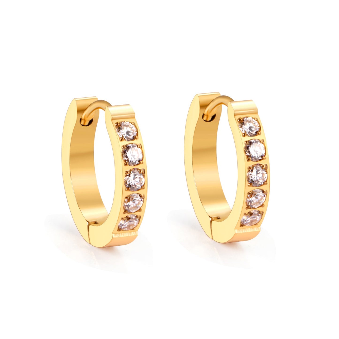 Round Earrings with Multiple Diamonds 16mm asonjewelry