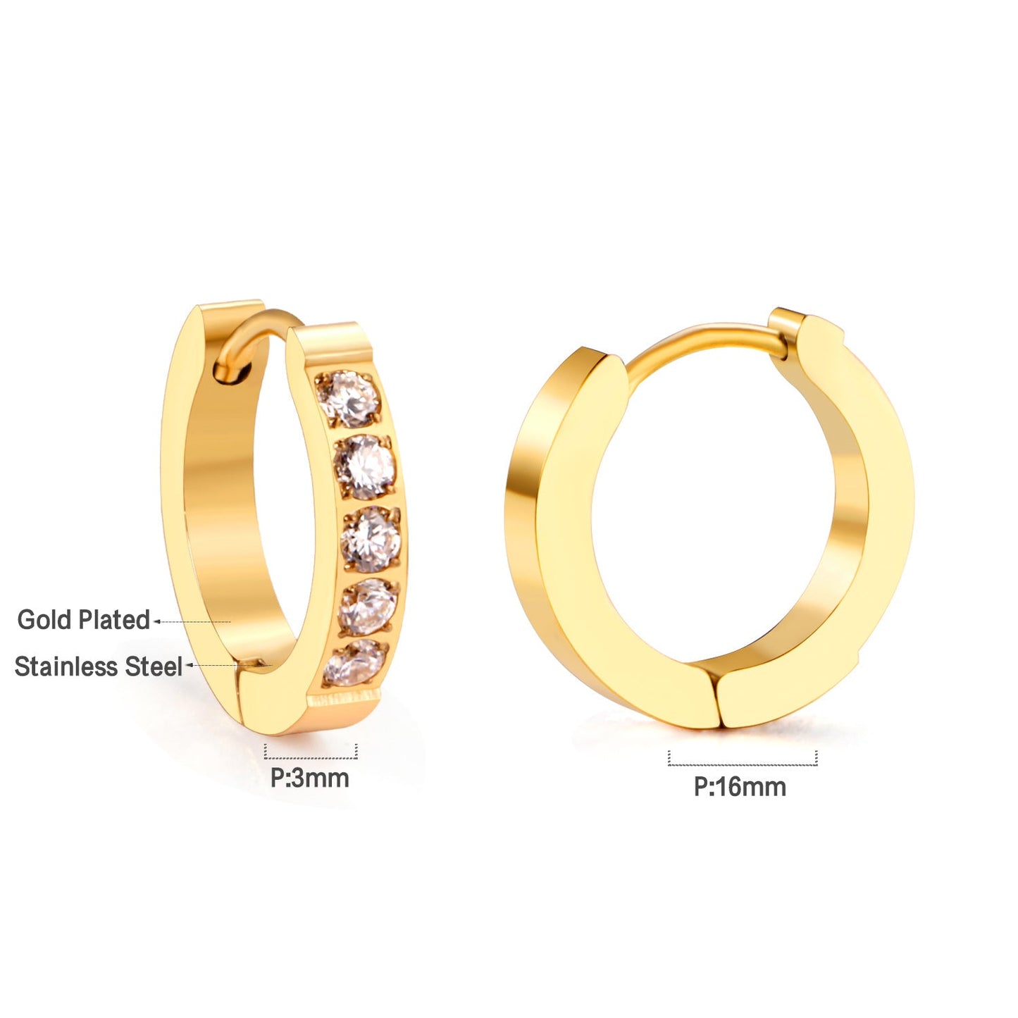 Round Earrings with Multiple Diamonds 16mm asonjewelry