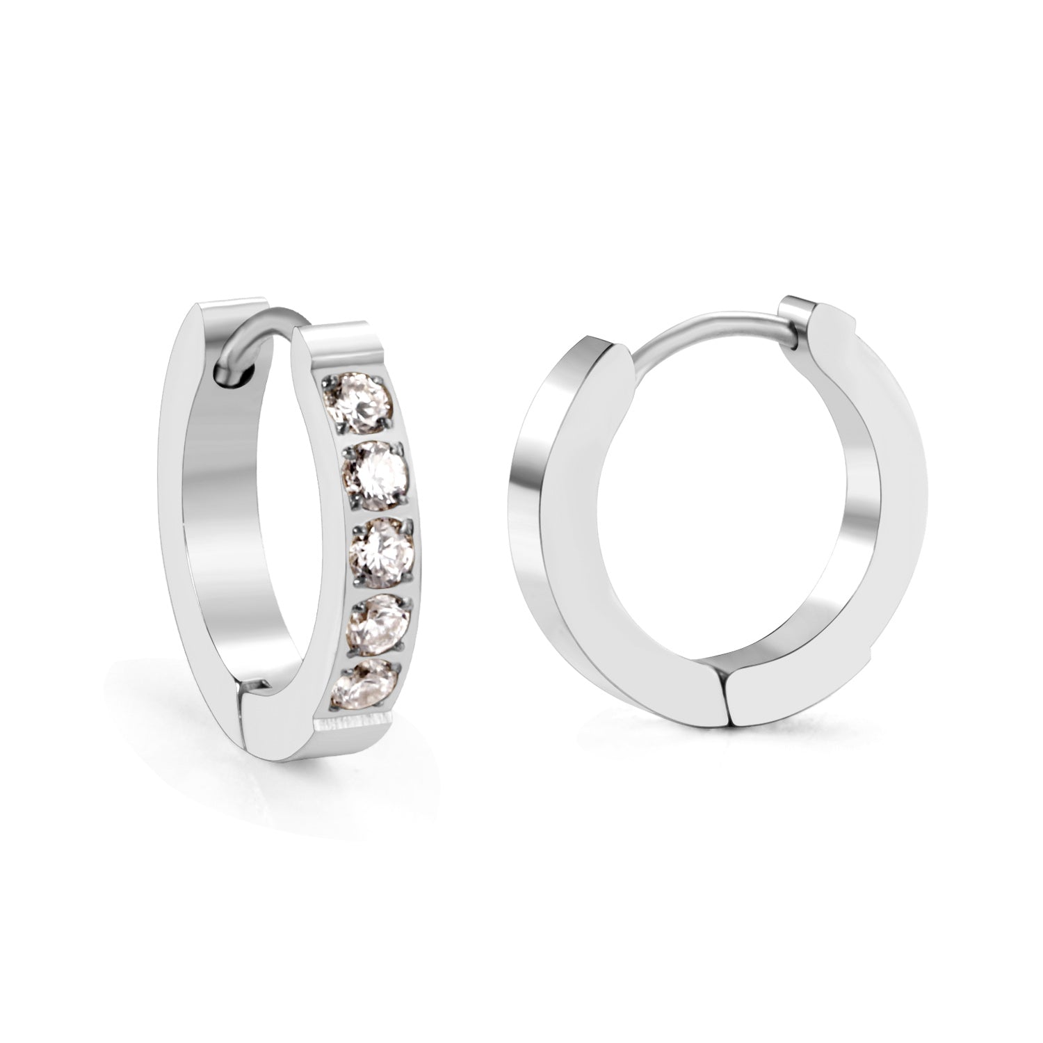 Round Earrings with Multiple Diamonds 16mm asonjewelry