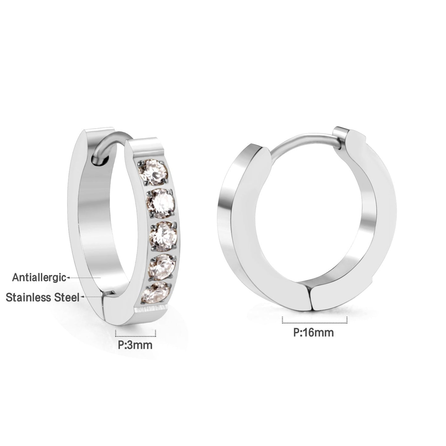 Round Earrings with Multiple Diamonds 16mm asonjewelry