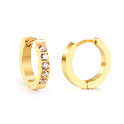 Round Earrings with Multiple Diamonds 16mm asonjewelry