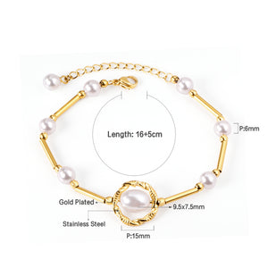 Pearls bracelet 16+5cm gold