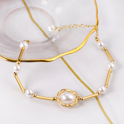 Pearls bracelet 16+5cm gold asonjewelry