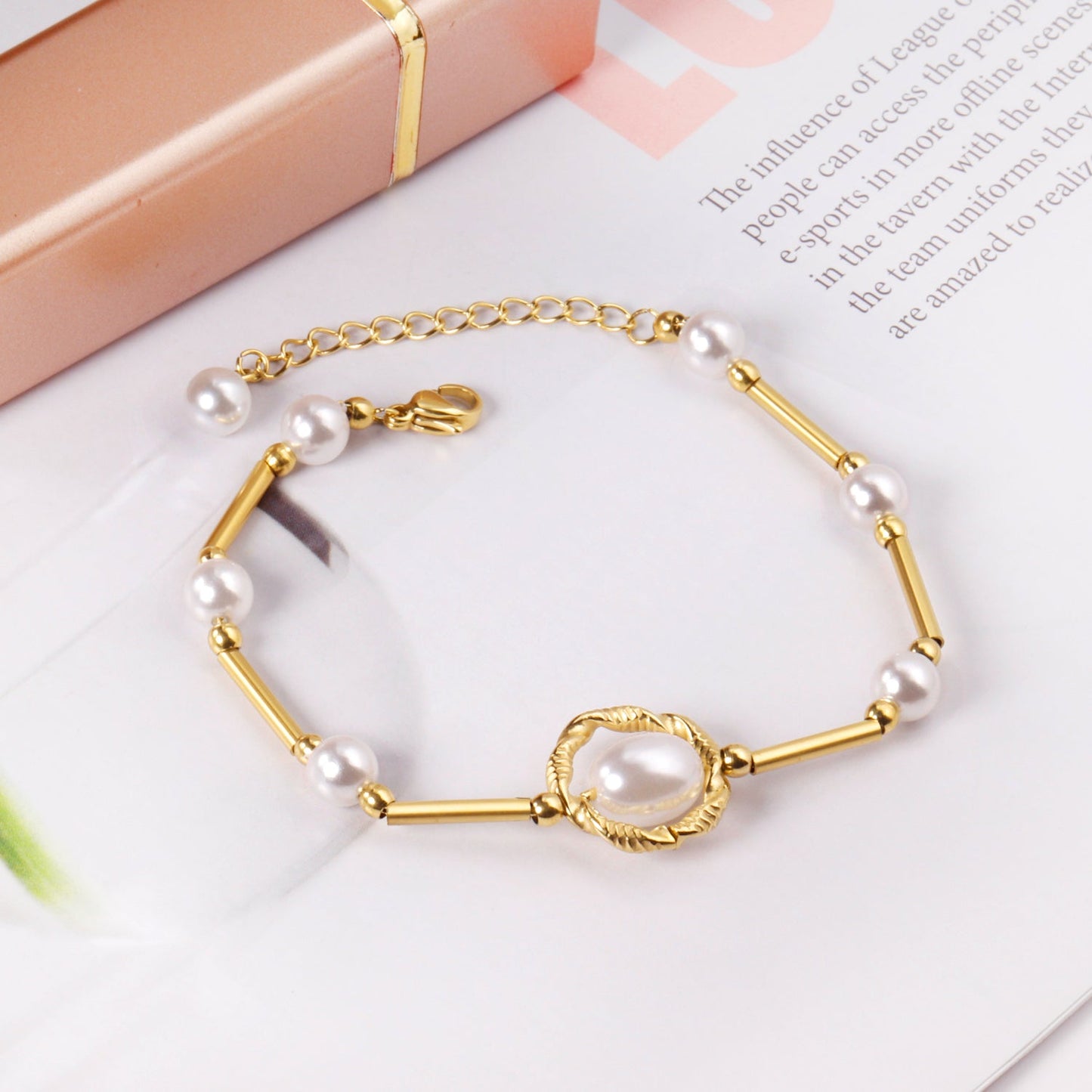 Pearls bracelet 16+5cm gold asonjewelry