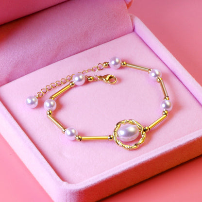 Pearls bracelet 16+5cm gold asonjewelry
