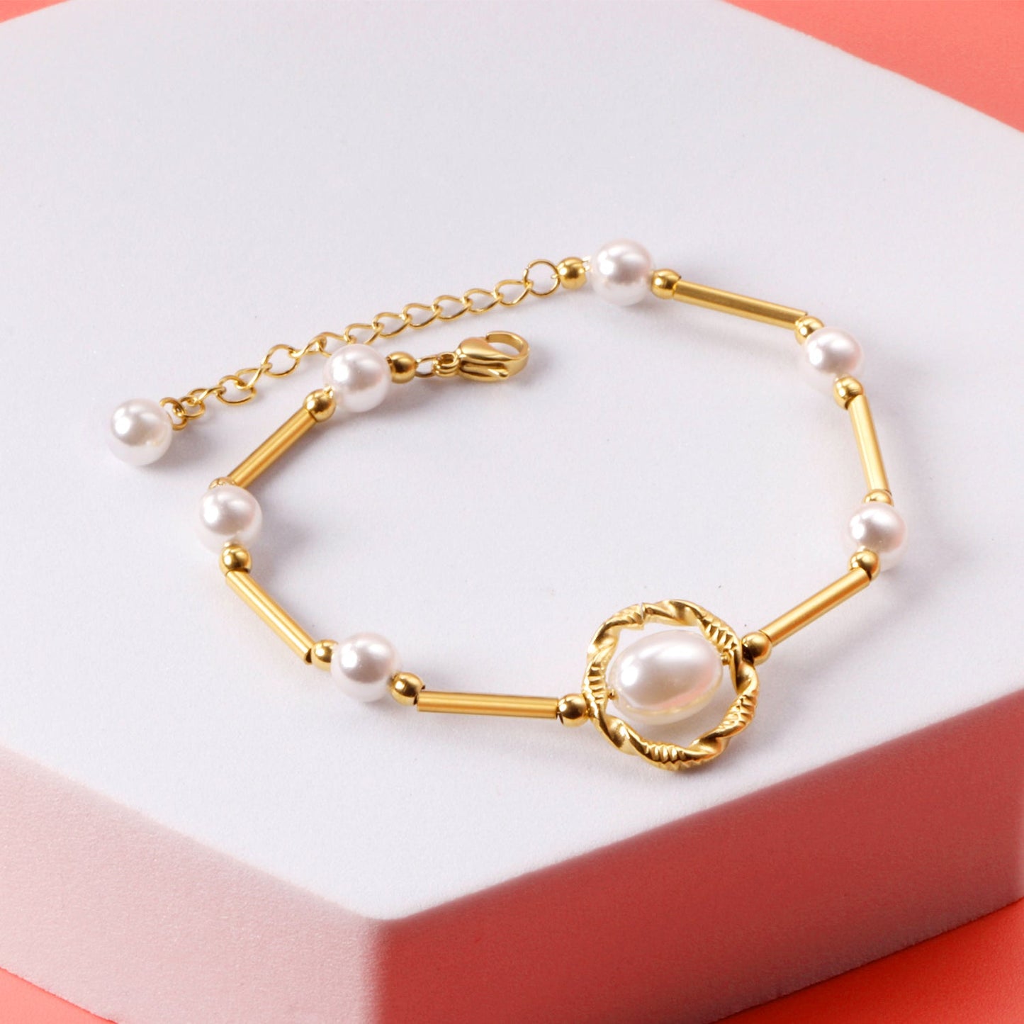 Pearls bracelet 16+5cm gold asonjewelry